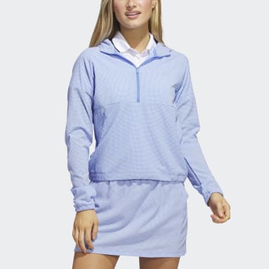 Seersucker 1/4-Zip Golf Hettegenser Blå