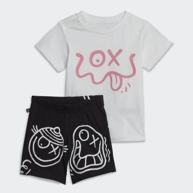 Kinder Originals adidas Originals x André Saraiva Shorts und T-Shirt Set Weiß