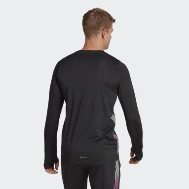 Maglia Run Icons 3-Stripes Long Sleeve Nero Uomo Running