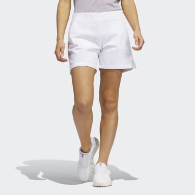 ผู้หญิง กอล์ฟ สีขาว กางเกงกอล์ฟขาสั้น 5 นิ้วตีเกล็ดแบบดึงสวม