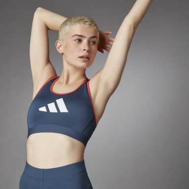 Top Deportivo Don´t Rest 3 Franjas Soporte Medio Azul Mujer Training