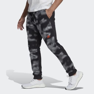 Men's Sportswear Black Polar Fleece Nature Print Pants