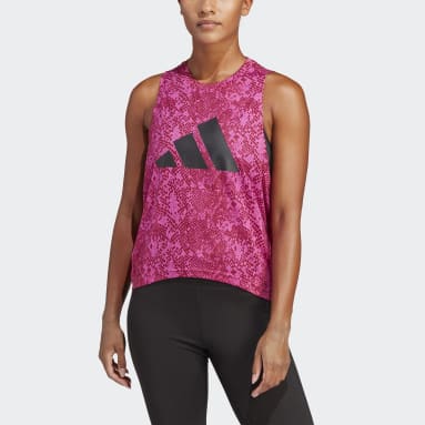Women Gym & Training Pink Train Icons Allover Print Tee