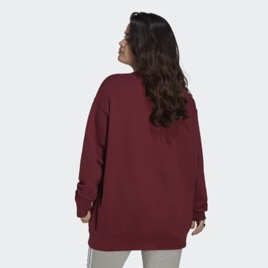 Kvinder Originals Burgundy Trefoil Crew Plus Size sweatshirt