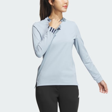 Women Golf Blue 콜드레디 모크넥 긴팔 로고 셔츠
