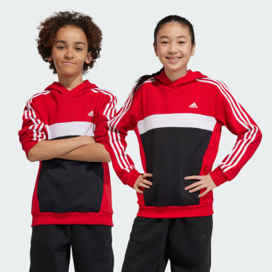 Sudadera con capucha Tiberio Colorblock Fleece 3 bandas (Adolescentes) Rojo Niño Sportswear