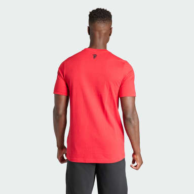 Men Football Red Manchester United Essentials Trefoil T-Shirt