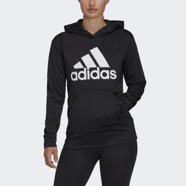 Sweat-shirt à capuche grand logo AEROREADY noir Femmes Entraînement