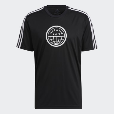 Remera Estampada End Plastic Waste 3 Tiras Primeblue Negro Hombre Sportswear
