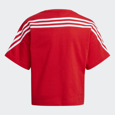 Mädchen Sportswear Organic Cotton Future Icons Sport 3-Streifen Loose T-Shirt Rot