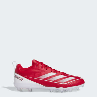 Red and white football shoes 2025