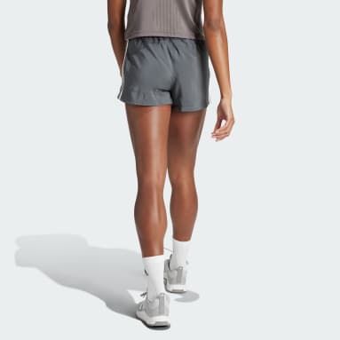 Women's Training Grey Pacer Training 3-Stripes Woven High-Rise Shorts