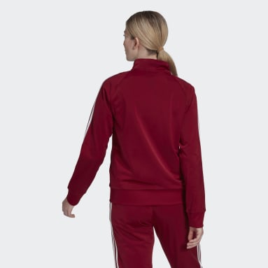 Chaqueta Deportiva Primegreen Essentials Warm-Up Slim 3 Rayas Granate Mujer Sportswear