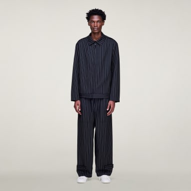 Y-3 PINSTRIPE REFINED WOOL WIDE LEG BUKSER
