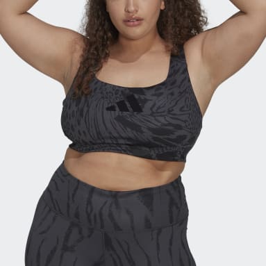 Women Training Grey Powerimpact Training Medium-Support Allover Print Bra (Plus Size)