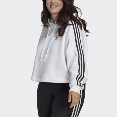 Sweat-shirt à capuche court Adicolor Classics (Grandes tailles) blanc Femmes Originals