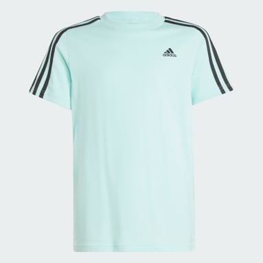 Camiseta Essentials 3 Rayas Algodón Turquesa Niño Sportswear