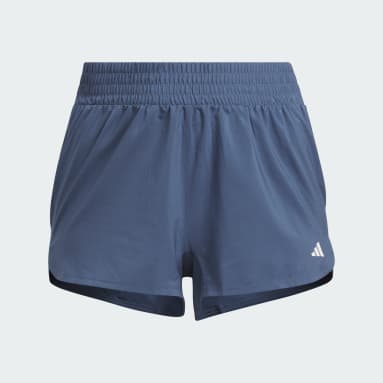Women Training Blue Pacer Training 3-Stripes Woven High-Rise Shorts (Plus Size)