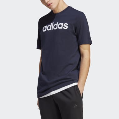 Men Sportswear Blue Essentials Single Jersey Linear Embroidered Logo T-Shirt