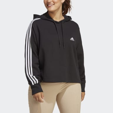 Frauen Sportswear Essentials 3-Streifen French Terry Crop Hoodie – Große Größen Schwarz
