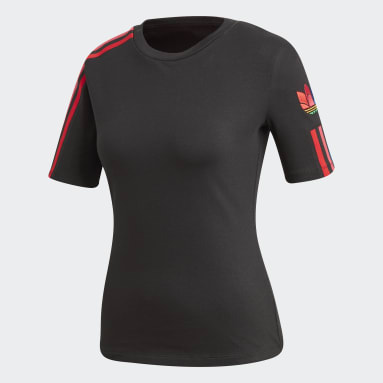 Frauen Originals Adicolor 3D Trefoil T-Shirt Schwarz