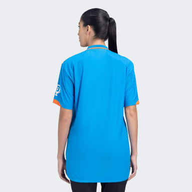 Women Cricket Blue INDIA  CRICKET TRI COLOR JERSEY WITH 2 STARS WOMEN