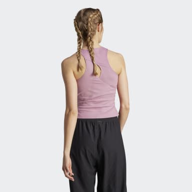 Black Plain Adidas Training Iteration Racer Back Women Tank Top