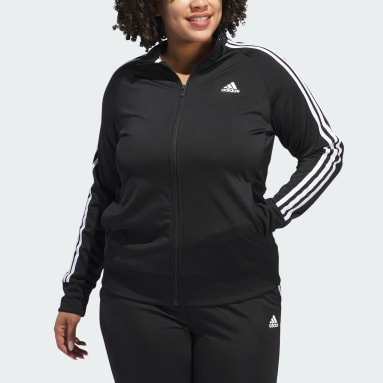 Women's Essentials Black Essentials Warm-Up Tricot Slim 3-Stripes Track Jacket (Plus Size)