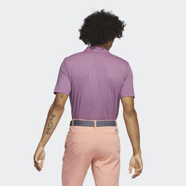 Men Golf Pink Ottoman Stripe Polo Shirt