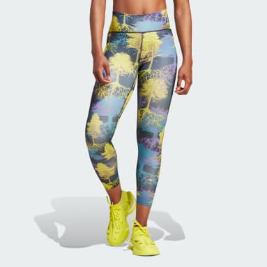 ผู้หญิง adidas by Stella McCartney สีเขียว กางเกงรัดรูปเทรนนิงเจ็ดส่วนพิมพ์ลาย adidas by Stella McCartney TruePurpose Optime