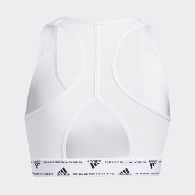 Ženy Cvičení A Trénink bílá Podprsenka adidas Powerreact Training Medium-Support 3-Stripes