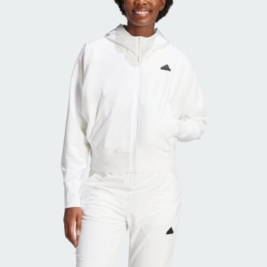 Hoodie Z.N.E. Woven Full-Zip Bianco Donna Sportswear
