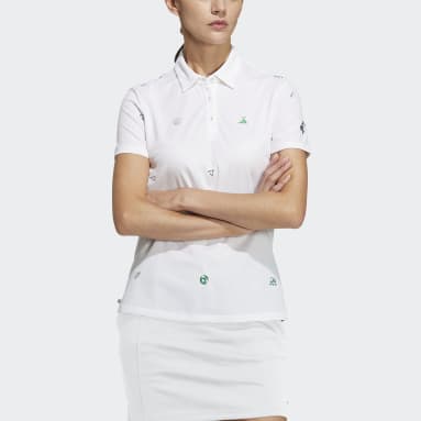 Women Golf White 플레이 그린 모노그램 폴로 셔츠