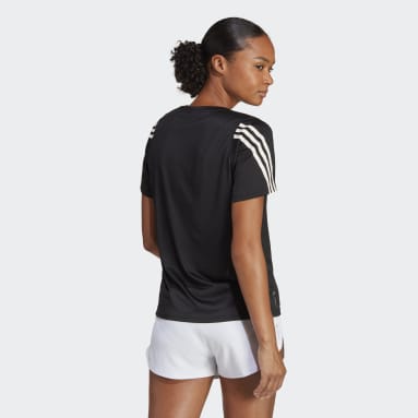 T-shirt de running Run Icons 3-Stripes Low-Carbon Noir Femmes Running