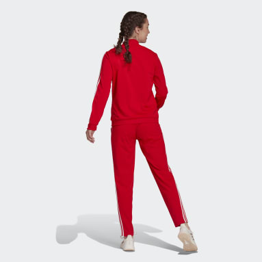Sudadera Essentials 3 Rayas Rojo Mujer Diseño Deportivo