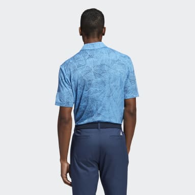 Men Golf Blue Motion-Print Polo Shirt