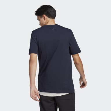 Männer Sportswear Essentials Single Jersey Linear Embroidered Logo T-Shirt Blau