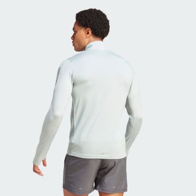 Men Running Grey Own the Run 1/4 Zip Long Sleeve Sweatshirt