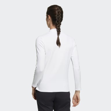 Women Golf White AEROREADY 3-Stripes Mock Neck Long Sleeve Shirt