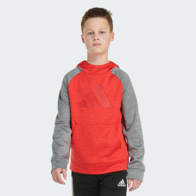Red adidas hoodie youth on sale