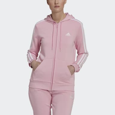 Dames Sportswear Roze Essentials French Terry 3-Stripes Ritshoodie