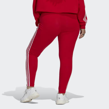 Women Originals Red Adicolor Classics 3-Stripes Leggings (Plus Size)