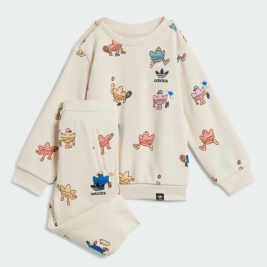 Infant & Toddlers 0-4 Years Originals Beige Graphic Crew Sweatshirt Set Kids