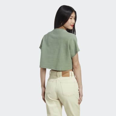 Crop top en molleton Lounge vert Femmes Sportswear