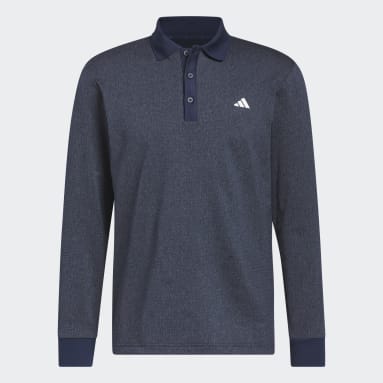 Essentials Gemêleerd Poloshirt met Lange Mouwen
