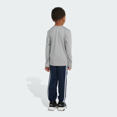 Children Training Grey LS PLY MLNG TEE JOGG SET