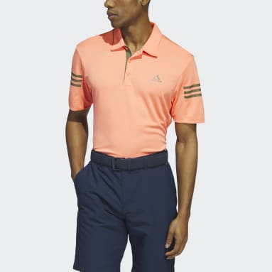 Men Golf Orange 3-Stripes Golf Polo Shirt