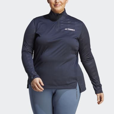 Kvinder TERREX Blå Terrex Multi Half-Zip Long Sleeve Plus Size T-shirt