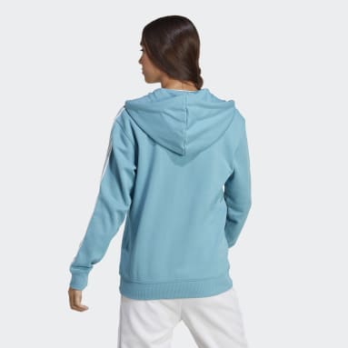 Polera con Capucha Essentials 3 Tiras Azul Mujer Sportswear