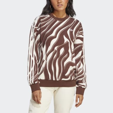Women Originals Brown Abstract Allover Animal Print Sweatshirt